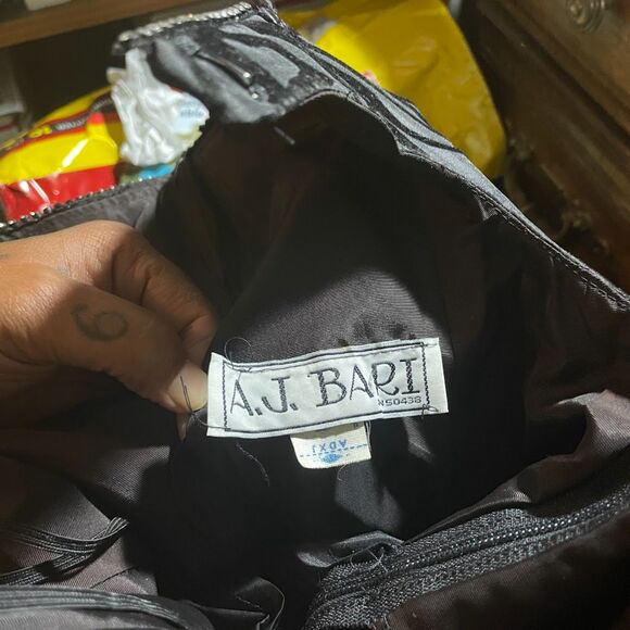 Vintage 80s AJ BARI Strapless Dress PEPLUM Velvet Flocked Taffeta Rhinestones S - Picture 7 of 10